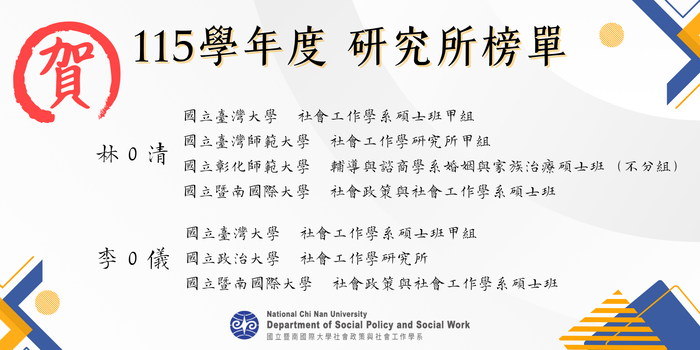 【賀!】115學年度 碩士班甄試榜單圖片